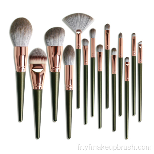 Brosse de maquillage à cheveux synthétiques synthétiques professionnels verts